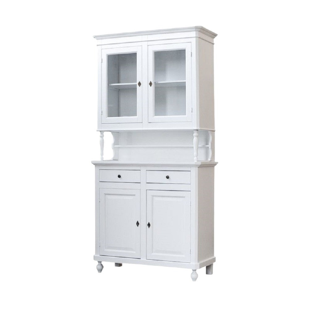  cristalliera arte povera 2 porte in legno shabby bianco 104x43x208