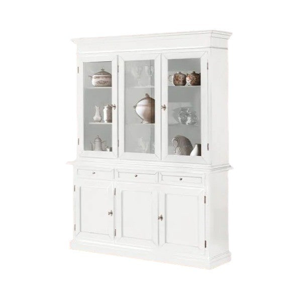 Cristalliera arte povera 3 porte in legno shabby bianco 156x42x205