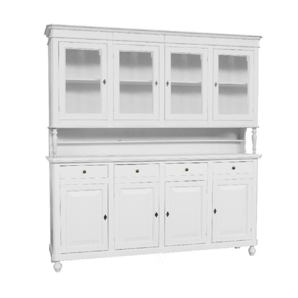 Cristalliera arte povera 4 porte legno shabby bianco 196x43x208h