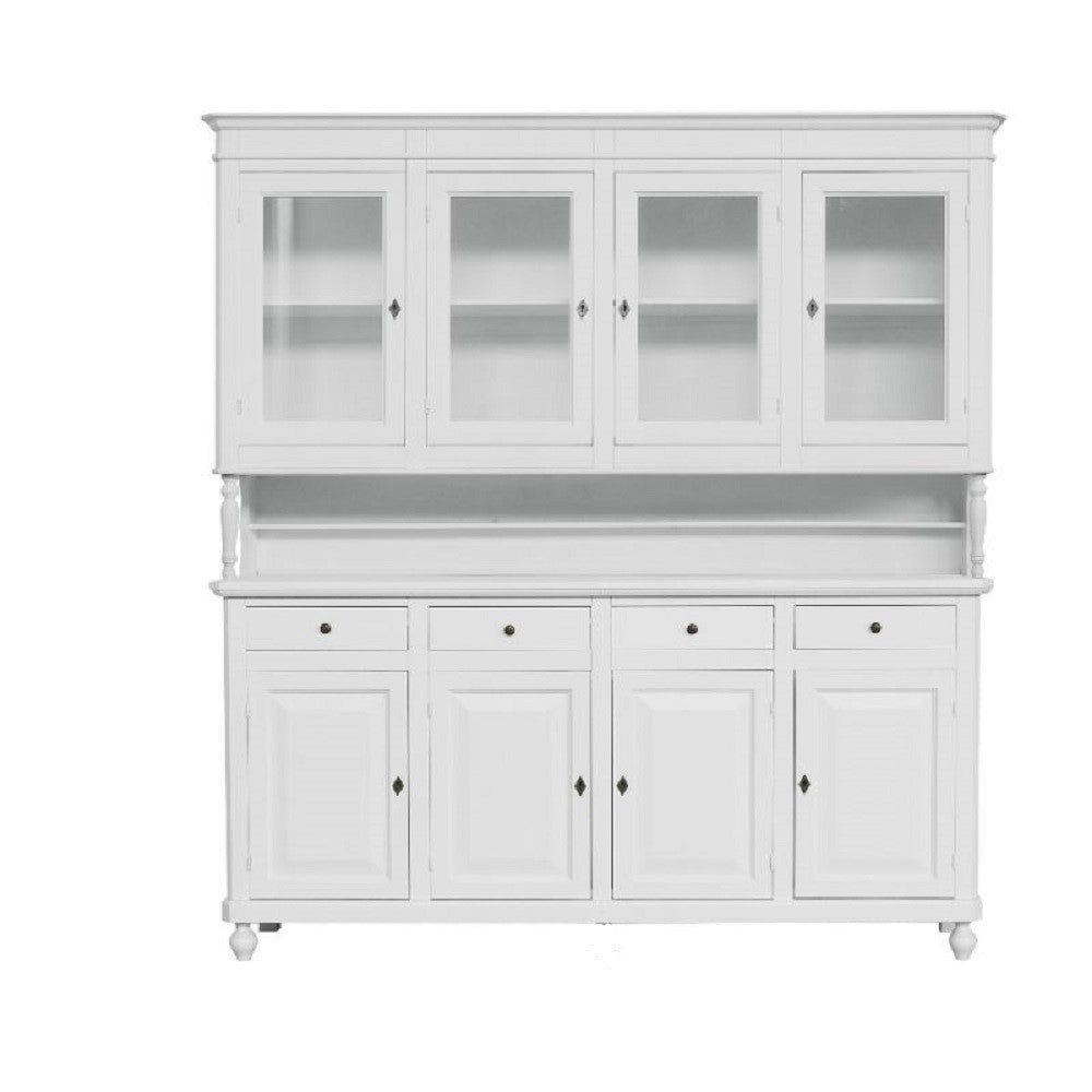 Cristalliera arte povera 4 porte legno shabby bianco 196x43x208h