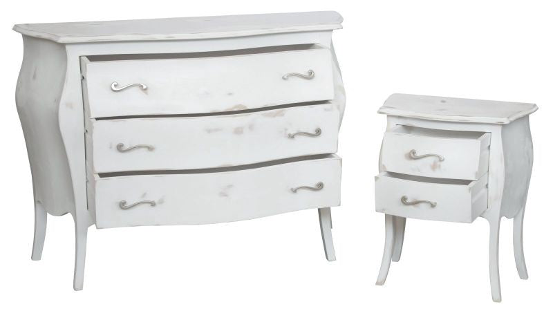 Gruppo 1 cassettiera 2 comodini shabby bianco consumato - Mobili 2G