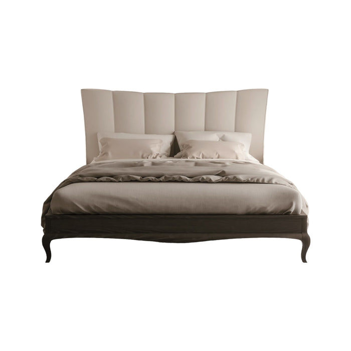 Letto moderno in legno frassino testata ecopelle bianca l.210 p.210 h.127 - Mobili 2G