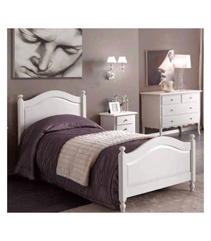 Letto singolo classico shabby bianco 100x212x112