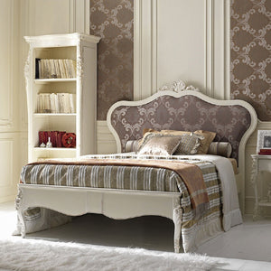 Letto una piazza e mezzo shabby imbottito bianco l.181 p.215 h.149 - Mobili 2G