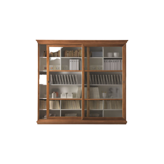 Libreria 2 porte scorrevoli classica in legno 250x45x224 - Mobili 2G