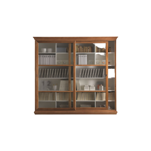 Libreria 2 porte scorrevoli classica in legno 250x45x224 - Mobili 2G