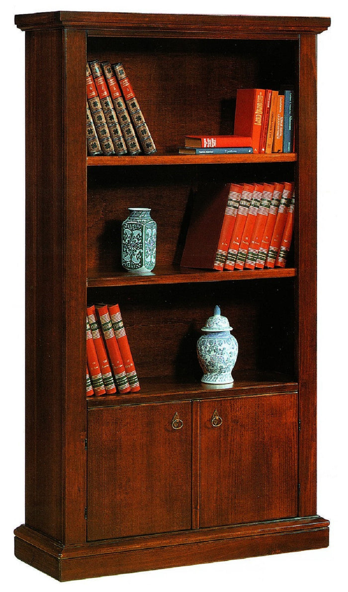 Libreria 2 porte arte povera in legno tinta noce 105x40x185