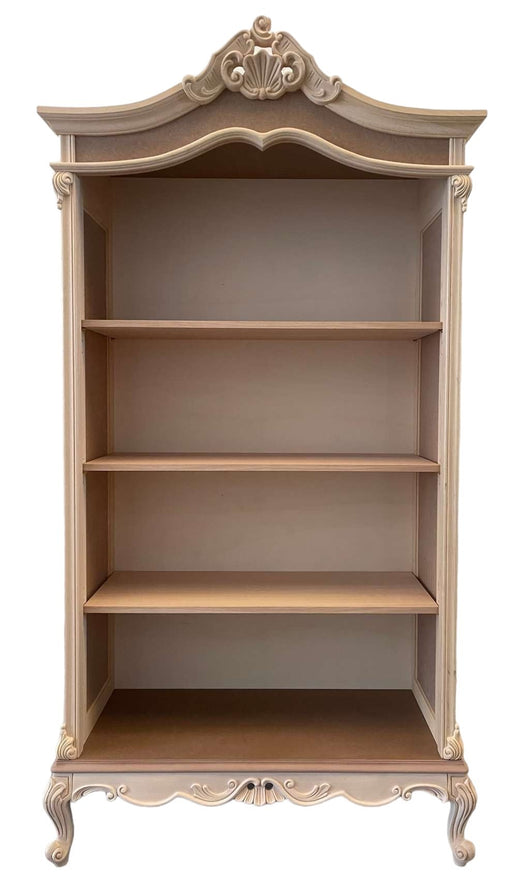 Libreria a giorno 3 ripiani classica barocco legno grezzo 114x47x217 - Mobili 2G