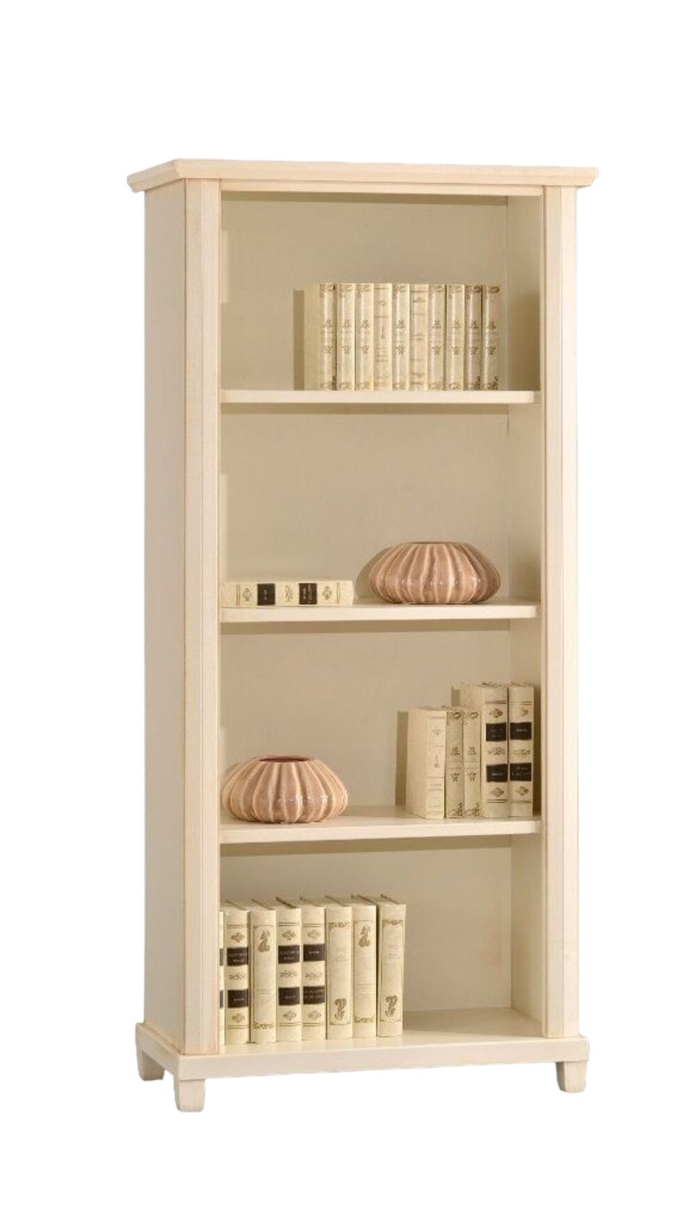 Libreria arte povera legno 4 ripiani avorio 87x40x189