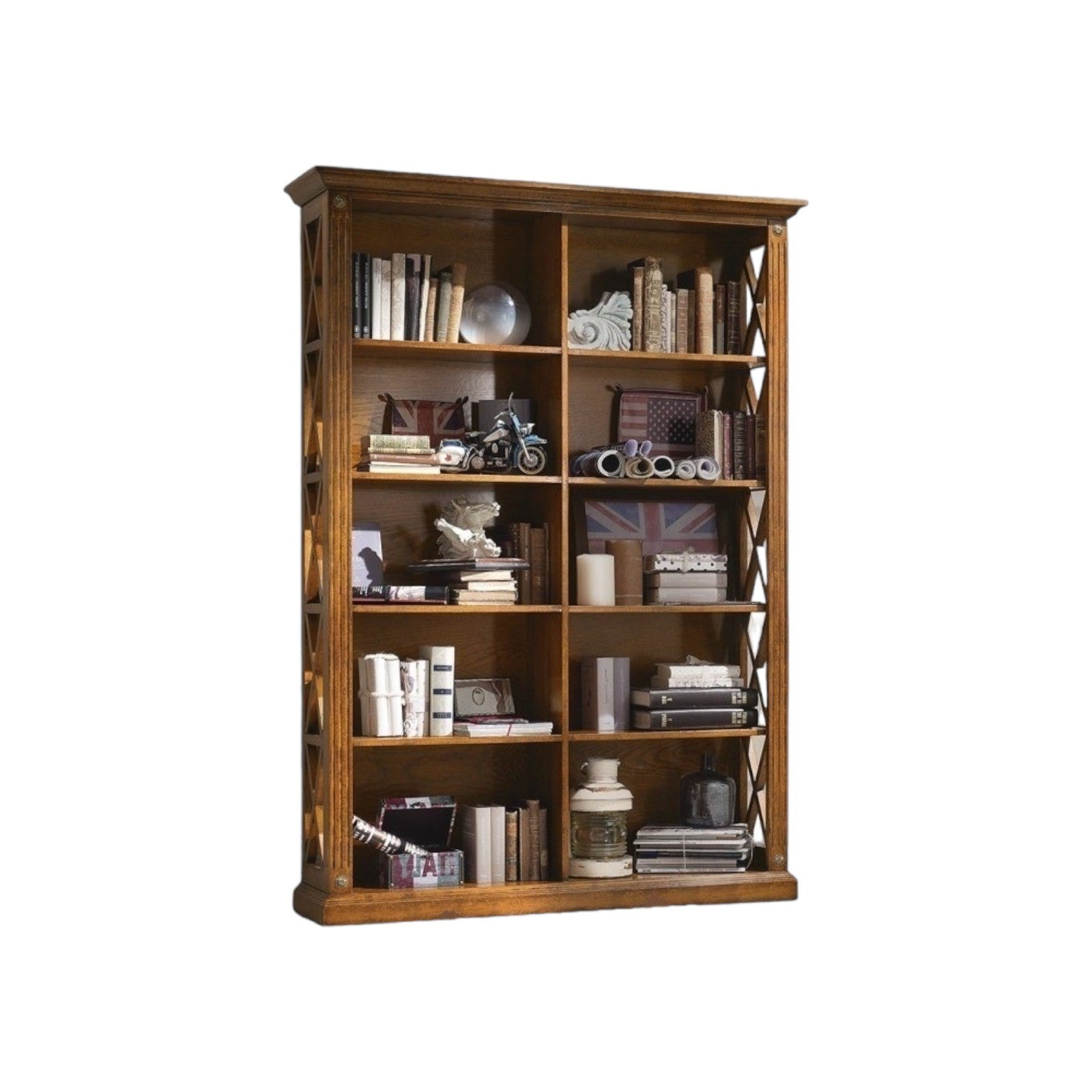 Libreria classica 10 ripiani in legno bassano 133x40x191