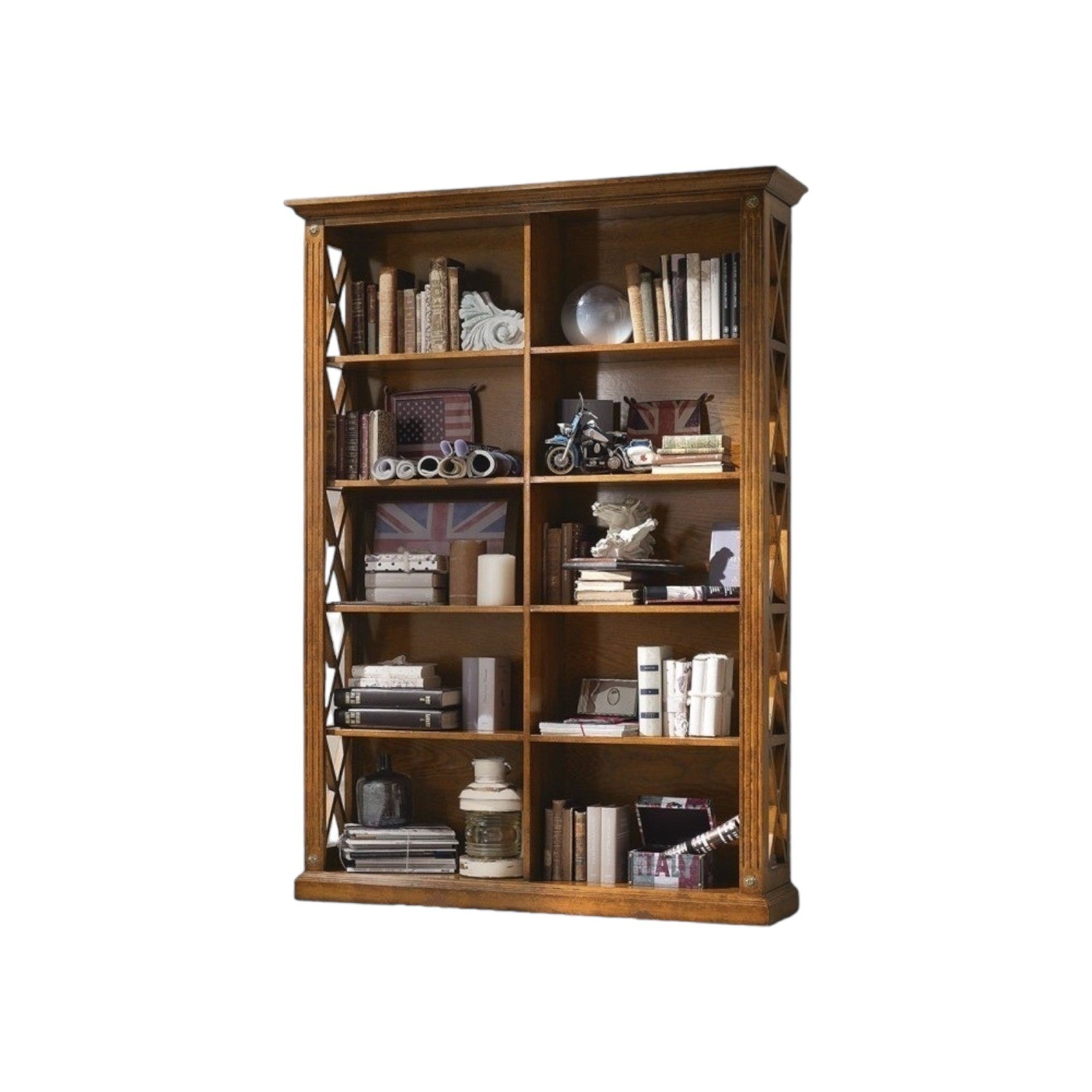 Libreria classica 10 ripiani in legno bassano 133x40x191