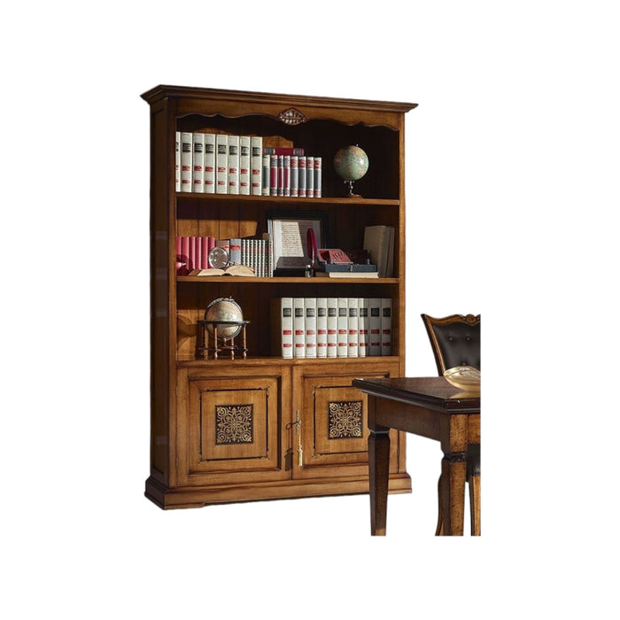 Libreria classica 2 porte in legno bassano 139x42x205