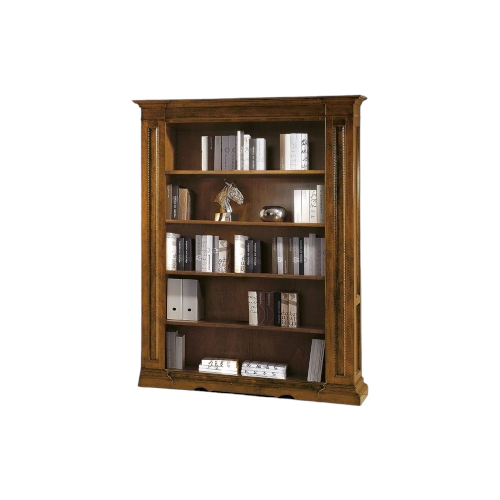 Libreria classica 5 ripiani in legno bassano 160x43x206