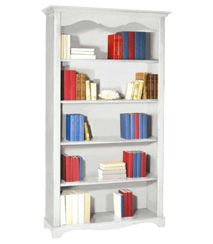 Libreria classica 5 ripiani in legno bianco opaco 120x40x210h