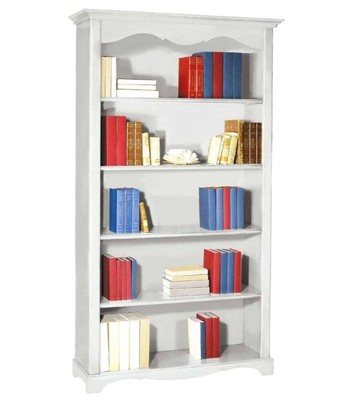 Libreria classica 5 ripiani in legno bianco opaco 120x40x210h