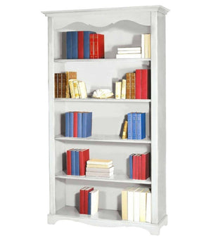 Libreria classica 5 ripiani in legno bianco opaco 120x40x210h