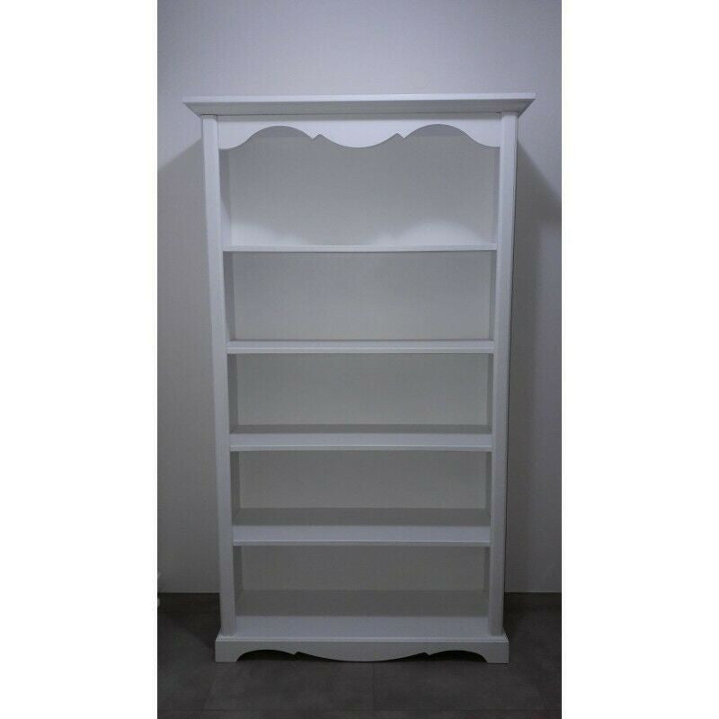 Libreria classica 5 ripiani in legno bianco opaco 120x40x210h