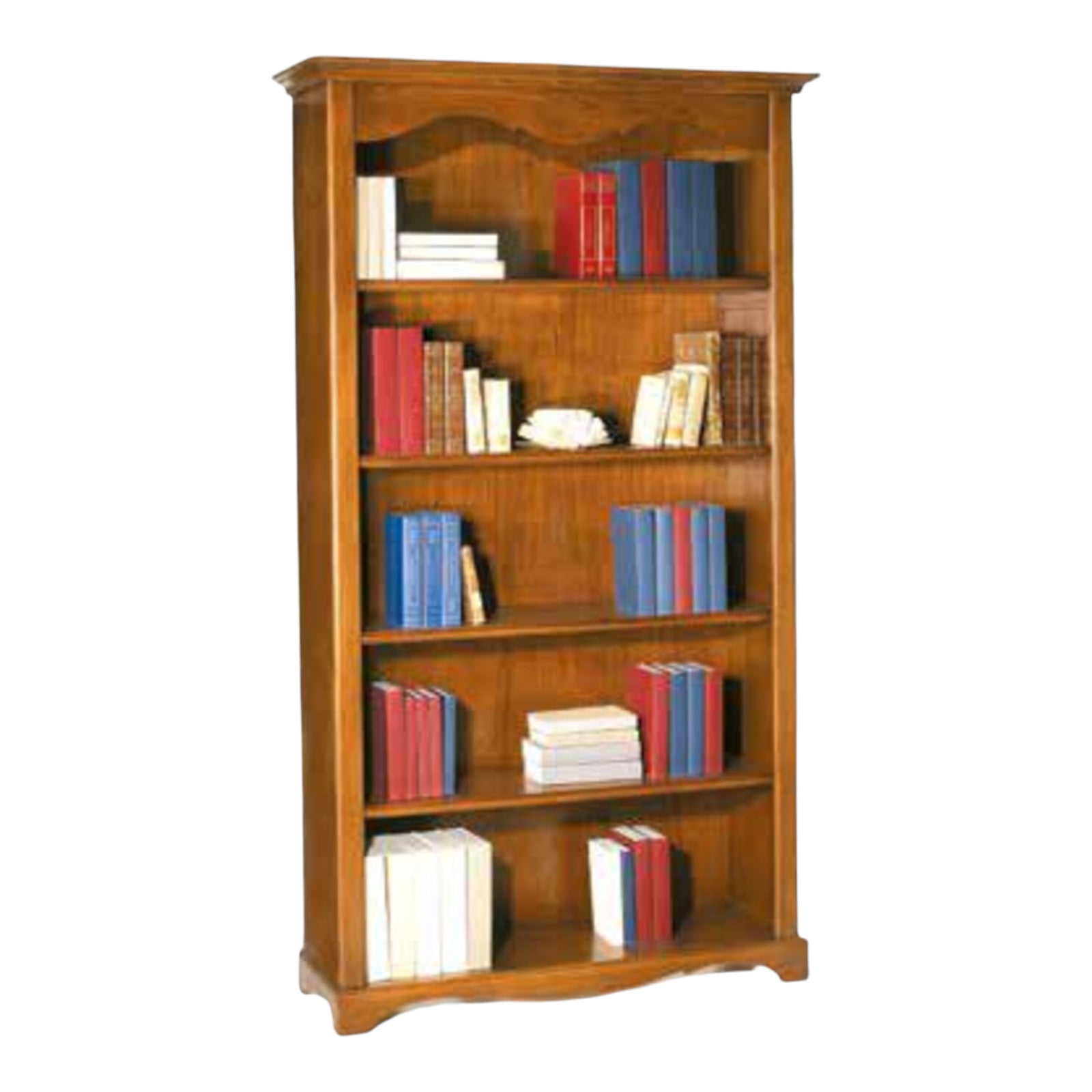 Libreria classica 5 ripiani in legno tinta noce 120x40x210h