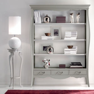 Libreria classica in legno 3 cassetti grigio/bianco 151x47x204