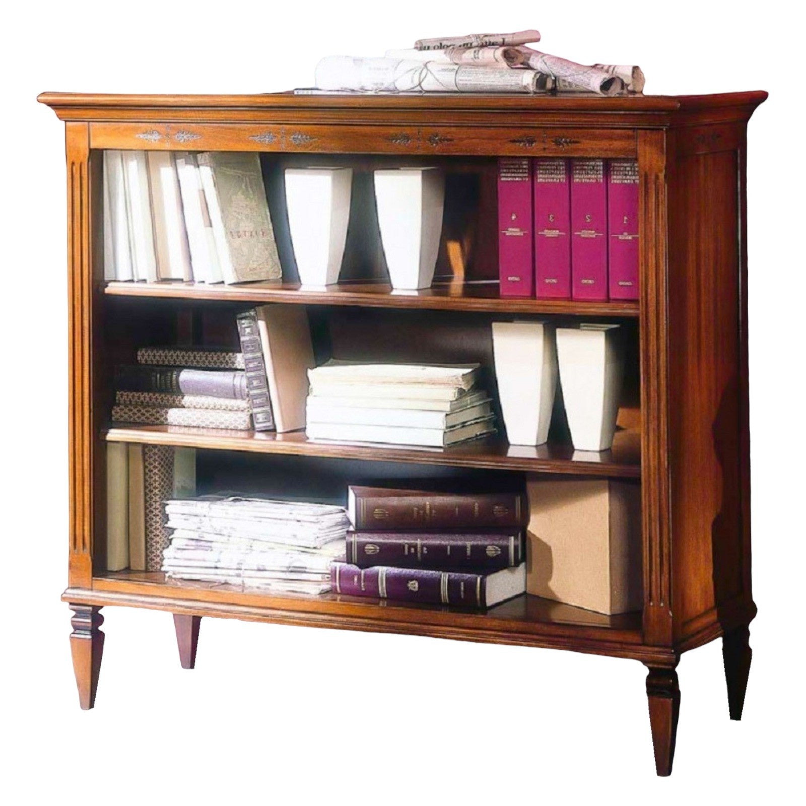 Libreria classica in legno 3 vani finitura bassano l.110 p.41 h.100h - Mobili 2G