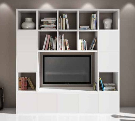 Libreria moderna porta tv bianco soggiorno l218 p30 h218