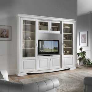 Libreria porta tv in legno scorrevoli bianco 281x42x240