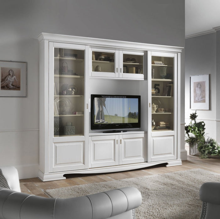 Libreria porta tv in legno scorrevoli bianco 281x42x240