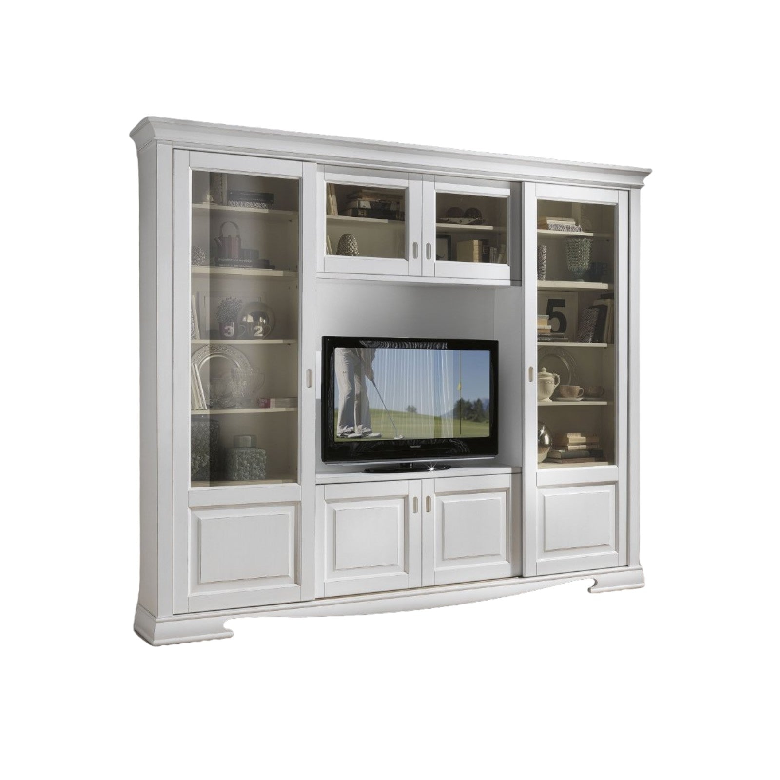 Libreria porta tv in legno scorrevoli bianco 281x42x240