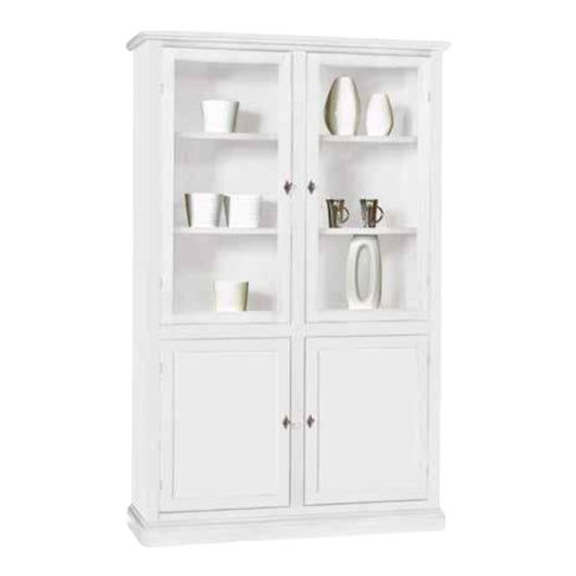 Libreria vetrina classica in legno bianco 120x41x187h