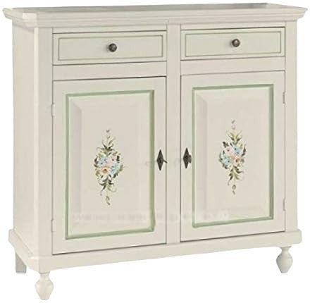 Madia credenza 2 ante napoletana bianco decori e profili verdi  l.104 p.43 h.98 - Mobili 2G