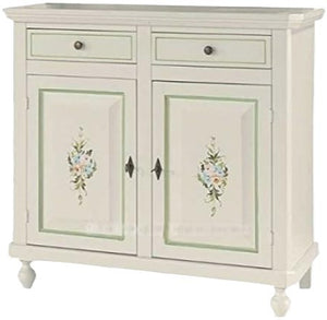 Madia credenza 2 ante napoletana bianco decori e profili verdi  l.104 p.43 h.98 - Mobili 2G