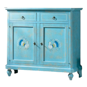 Madia credenza 2 porte in legno shabby chic azzurro consumato 112x49x98 - Mobili 2G