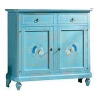 Madia credenza 2 porte in legno shabby chic azzurro consumato 112x49x98 - Mobili 2G