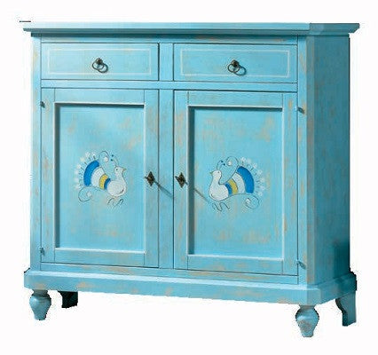 Madia credenza 2 porte in legno shabby chic azzurro consumato 112x49x98 - Mobili 2G