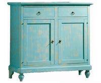 Madia credenza 2 porte in legno shabby chic azzurro consumato 112x49x98