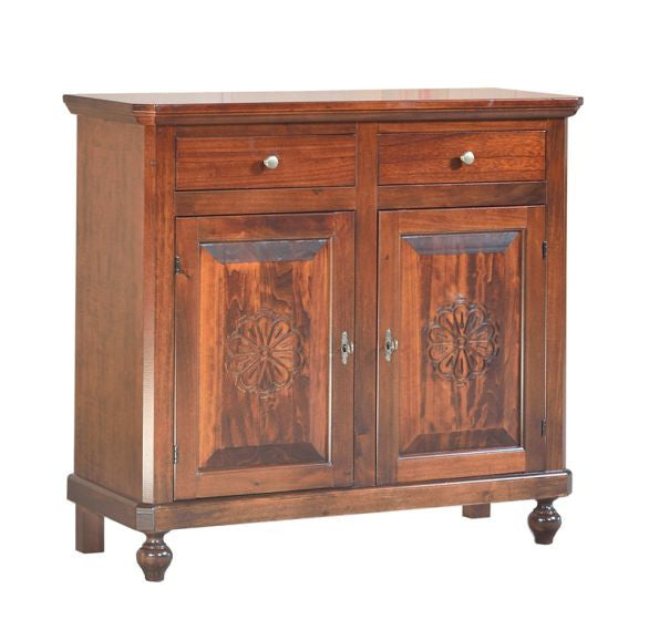 Madia credenza 2 porte tinta noce intagliata l.104 p.43 h.98