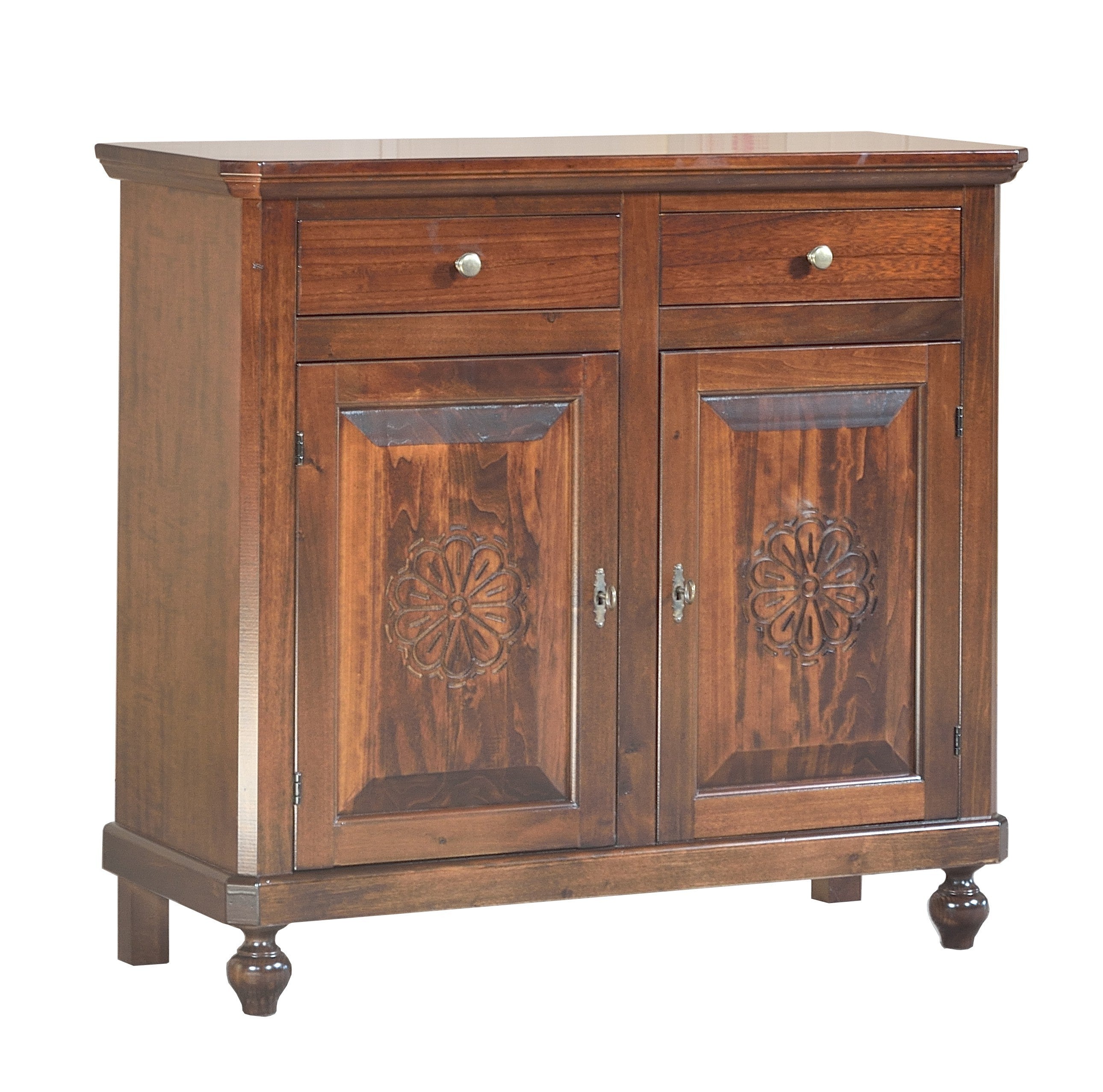 Madia credenza 2 porte tinta noce intagliata l.104 p.43 h.98