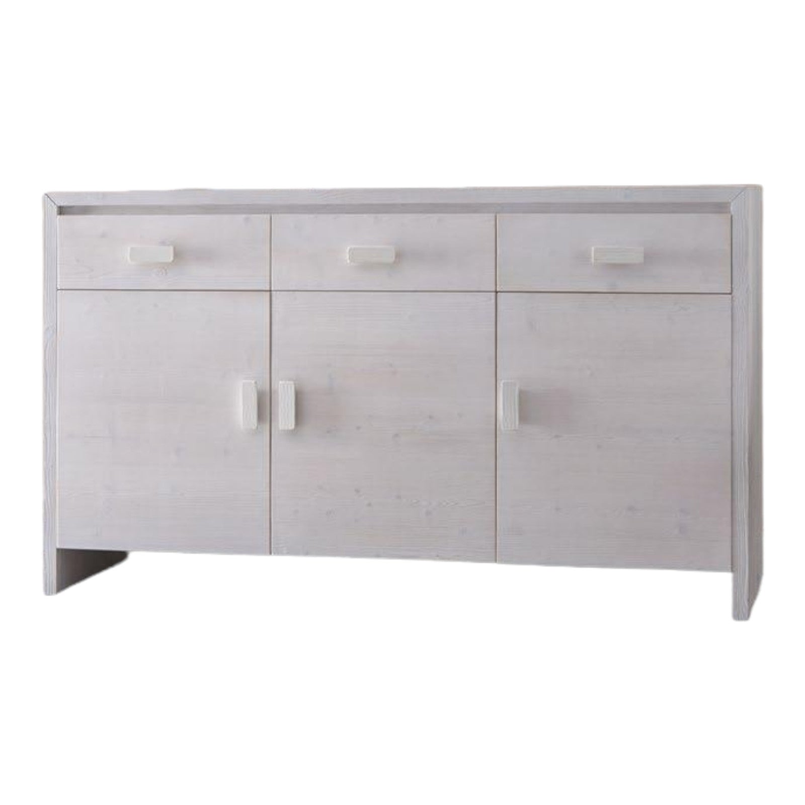 Madia credenza 3 ante shabby bianco in legno massello di abete 178x55x105