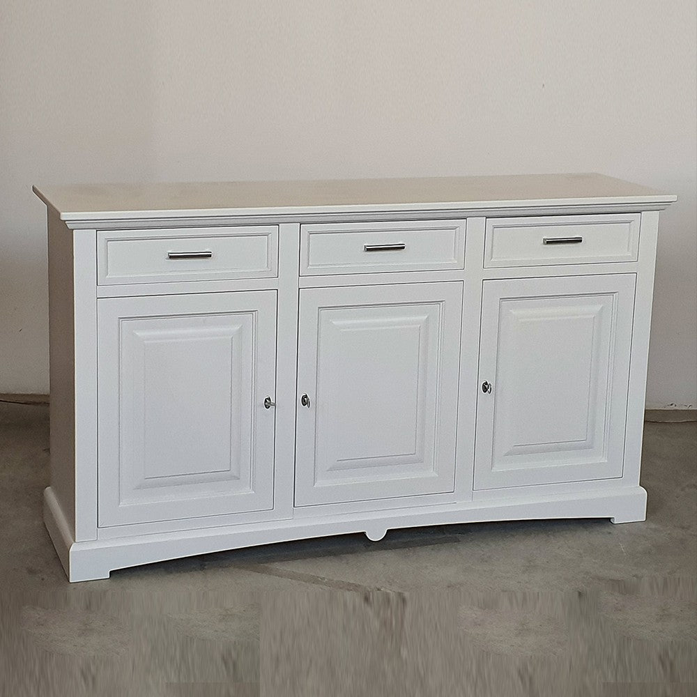 Madia credenza 3 porte legno shabby bianco 170x46x96 - Mobili 2G