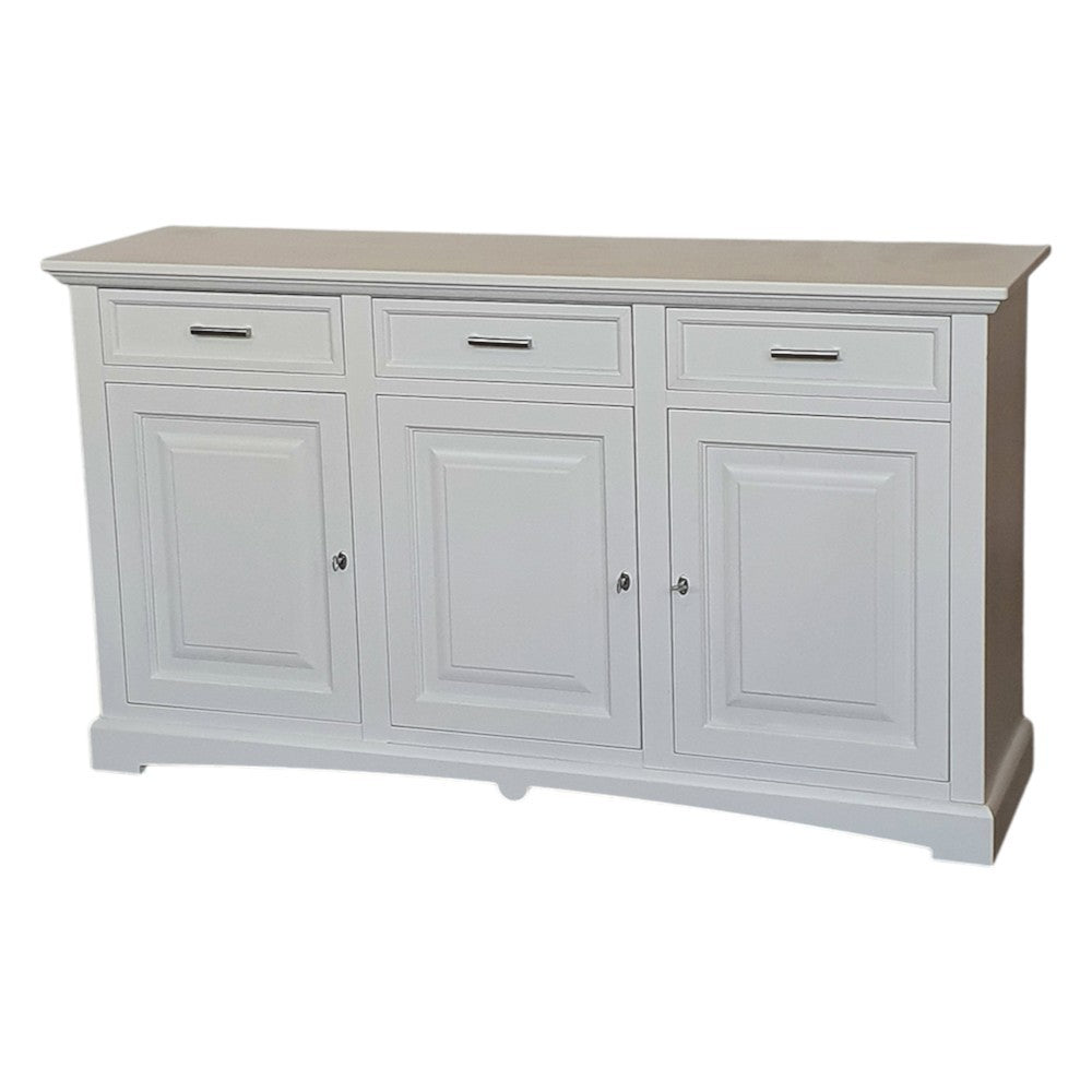 Madia credenza 3 porte legno shabby bianco 170x46x96 - Mobili 2G