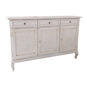 Madia credenza 3 porte legno shabby bianco anticato 155x45x98 - Mobili 2G