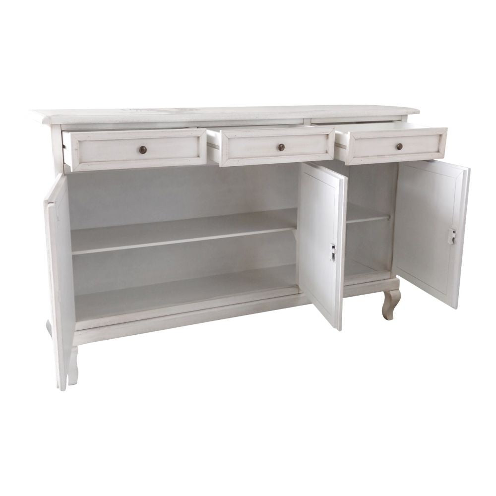 Madia credenza 3 porte legno shabby bianco anticato 155x45x98 - Mobili 2G