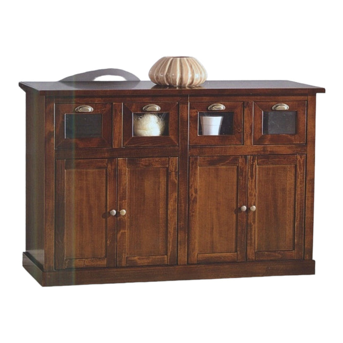 Madia credenza 4 cassetti 4 porte tinta noce l.130 p.50 h.85