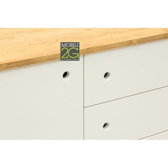 Madia credenza abete spazzolato bianco 185x50x84