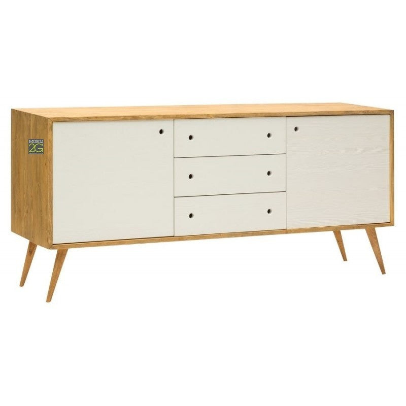 Madia credenza abete spazzolato bianco 185x50x84