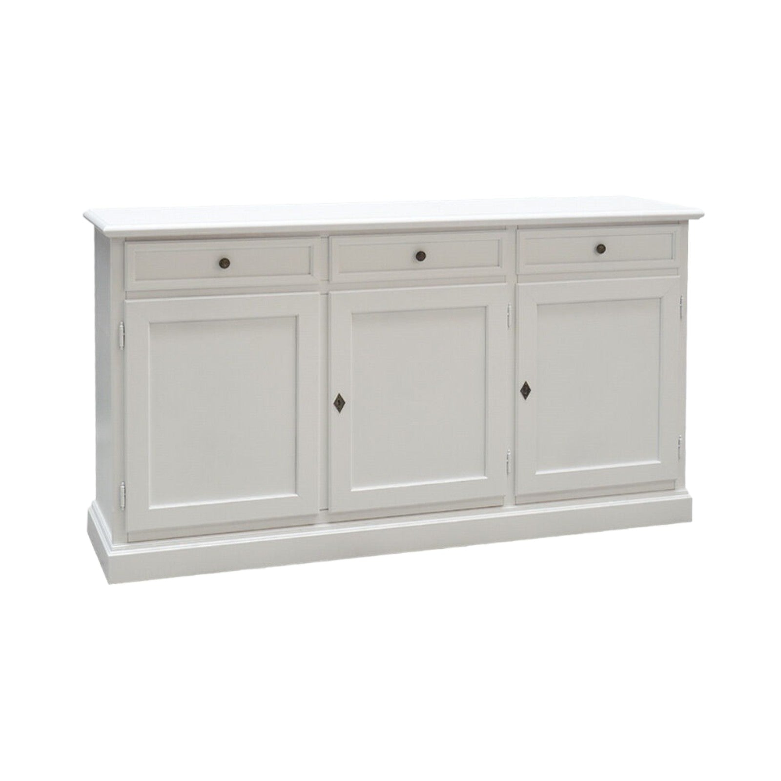 Madia credenza arte povera 3 porte legno bianco 156x42x85