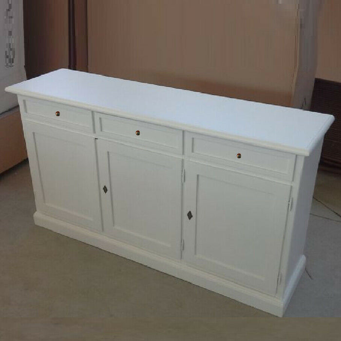 Madia credenza arte povera 3 porte legno bianco 156x42x85