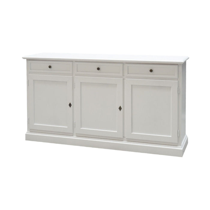 Madia credenza arte povera 3 porte legno bianco 156x42x85