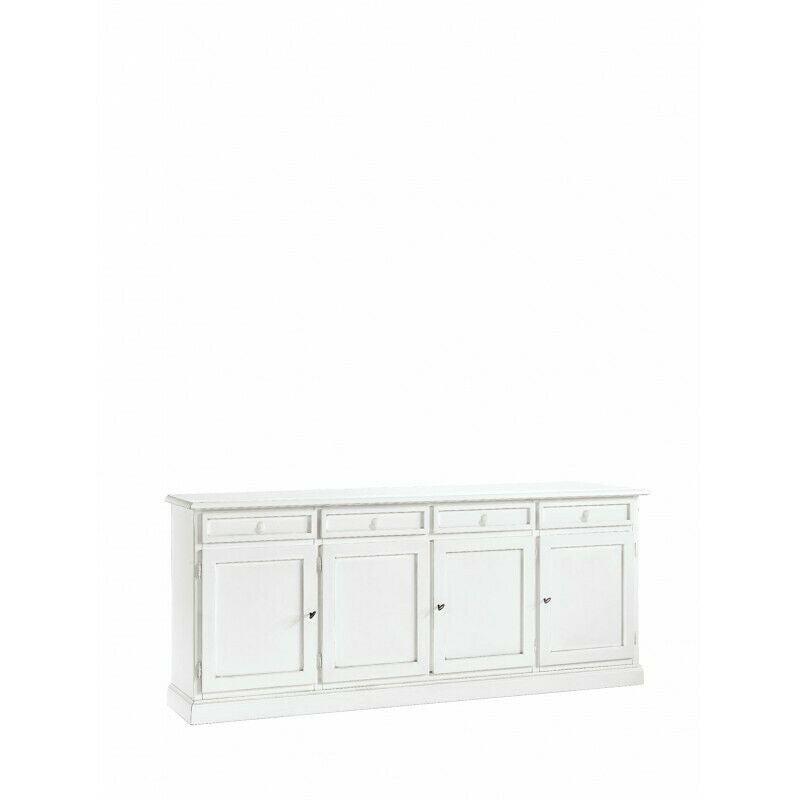 Madia credenza arte povera 4 porte legno bianco 205x42x86