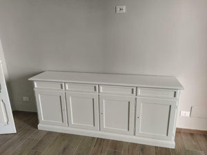 Madia credenza arte povera 4 porte legno bianco 205x42x86